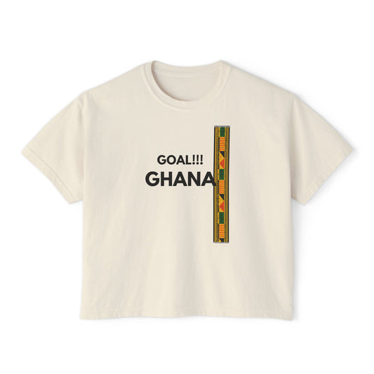 Ghana Soccer Boxy Tee — "Goal!!! Ghana" Front, Black Stars 2026 Back